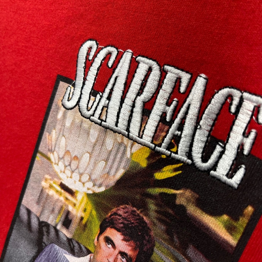 Reason Scarface Tony Montana Red Graphic T-Shirt Mens Medium Embroidered Log